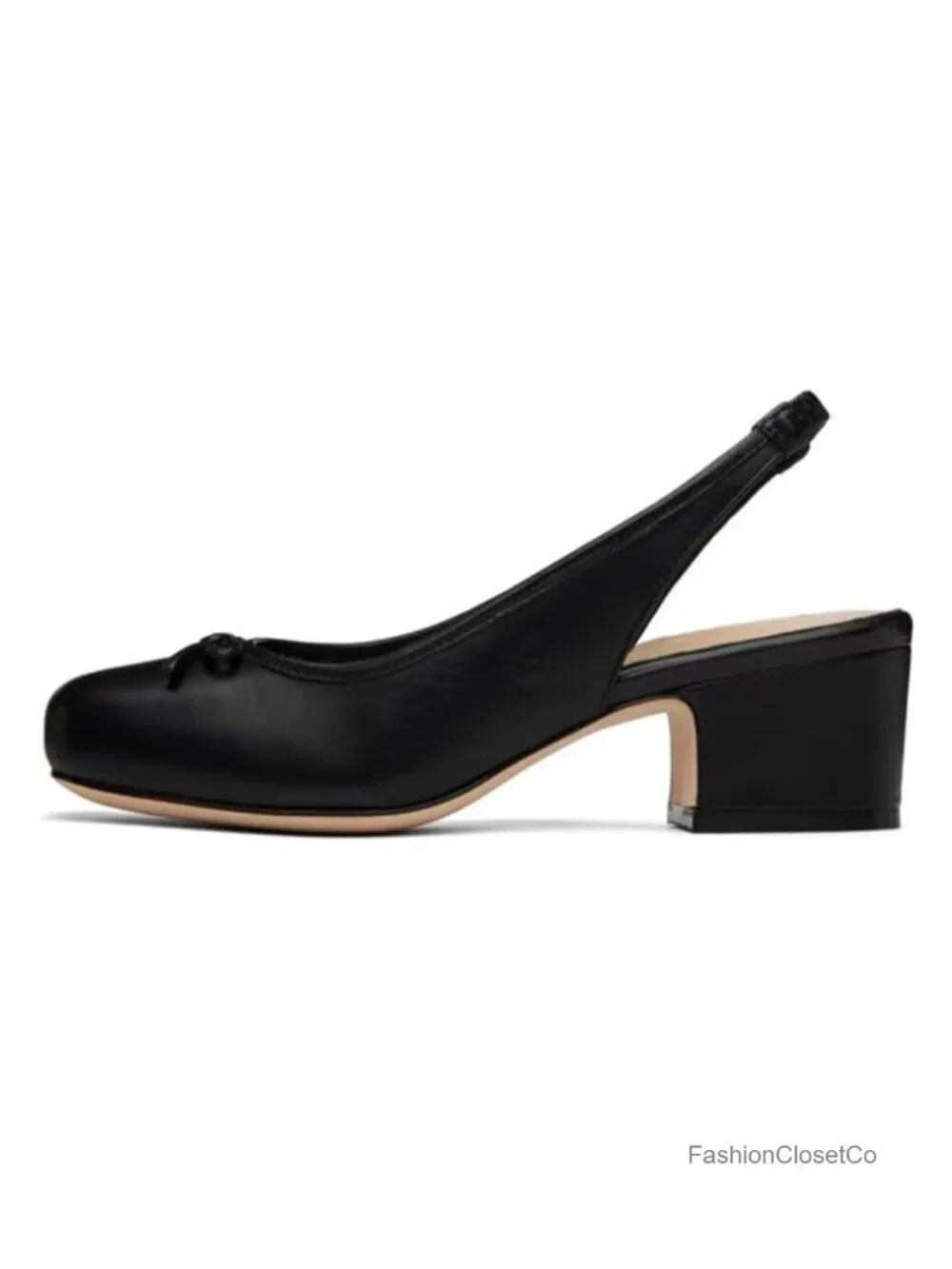 Ruched Satin Ballet Slingback Heels for Women Square Toe Bow Chunky Block Heel